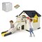 Gymax Outdoor Play house and Slide Set for Kids w/ 7 PCS Toy Set and Waterproof Cover Yellow